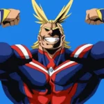 All Might trong My Hero Academia với biểu cảm mạnh mẽ
