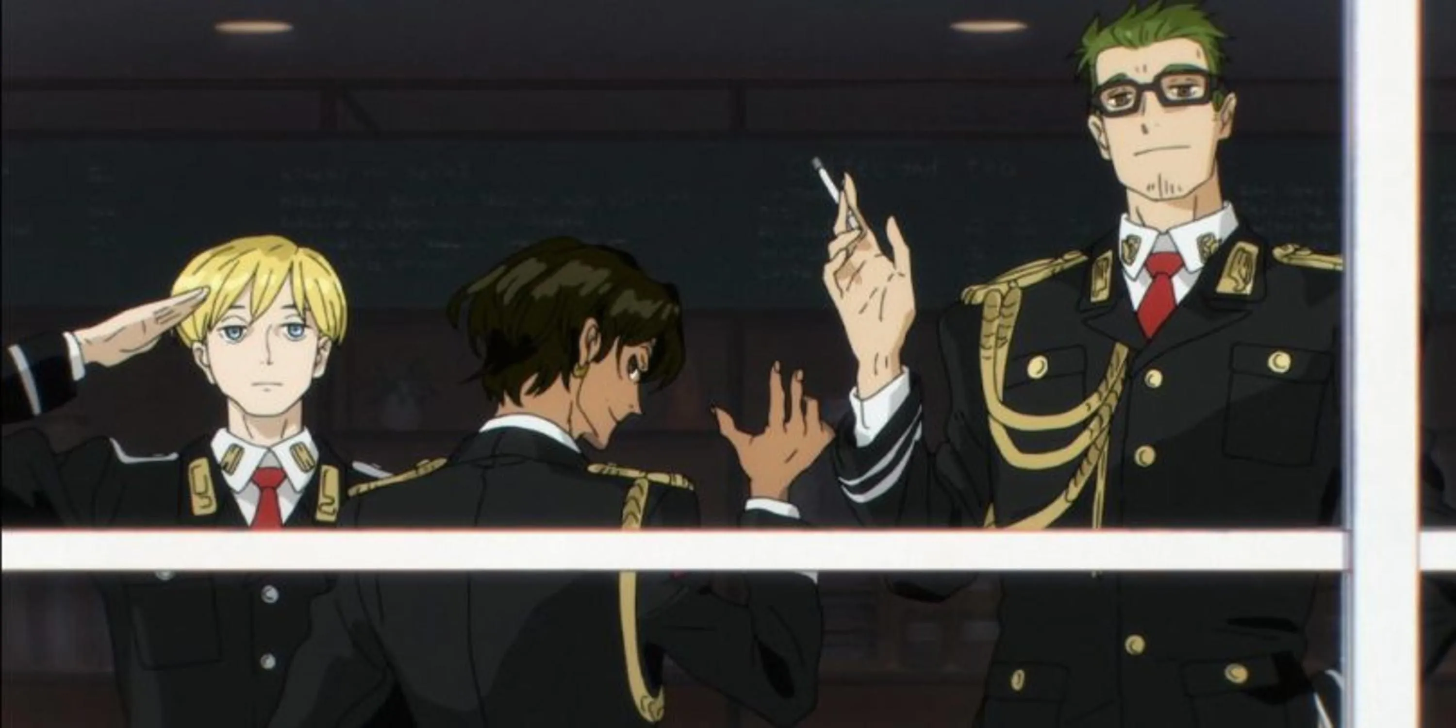 Ảnh anime ACCA 13-Territory Inspection Dept mô tả nhân vật chính Jean Otus với điếu thuốc