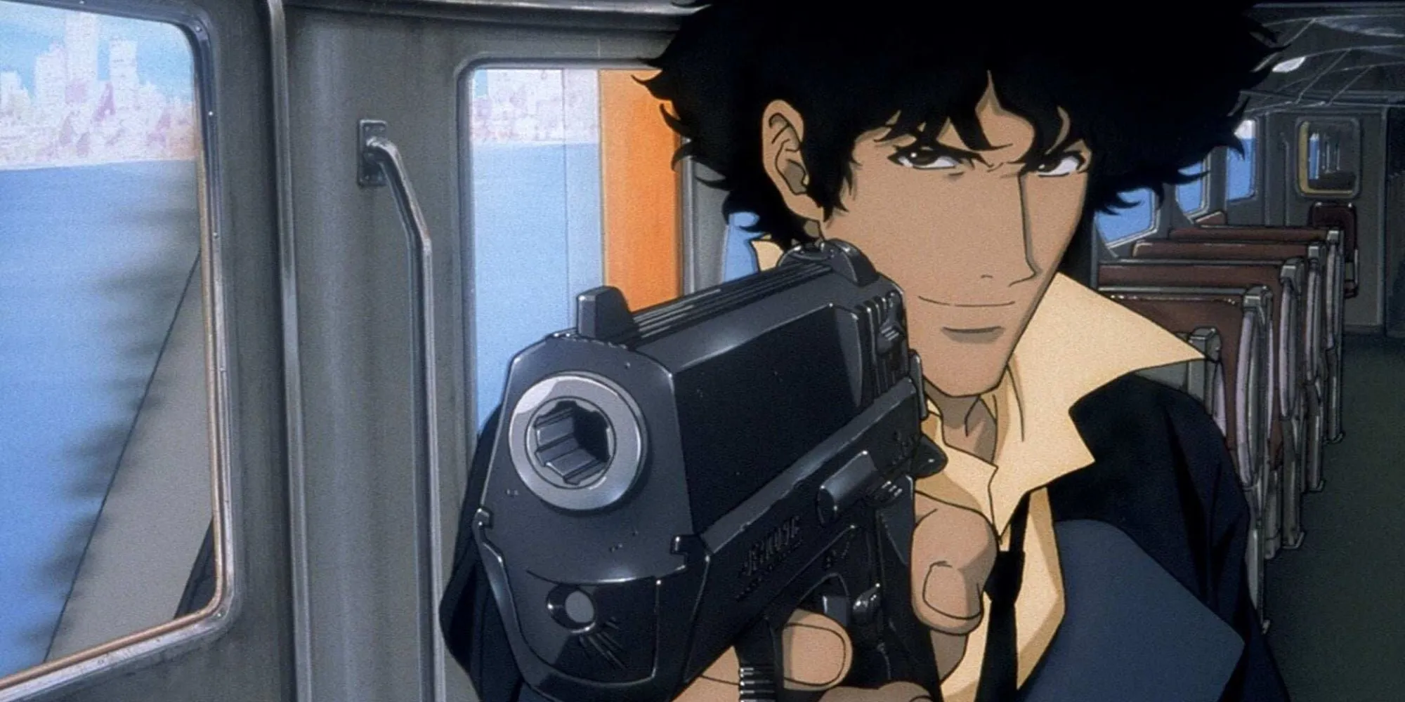 Cowboy Bebop: Thợ săn tiền thưởng Spike Spiegel với quá khứ gắn liền với tổ chức tội phạm Rồng Đỏ.