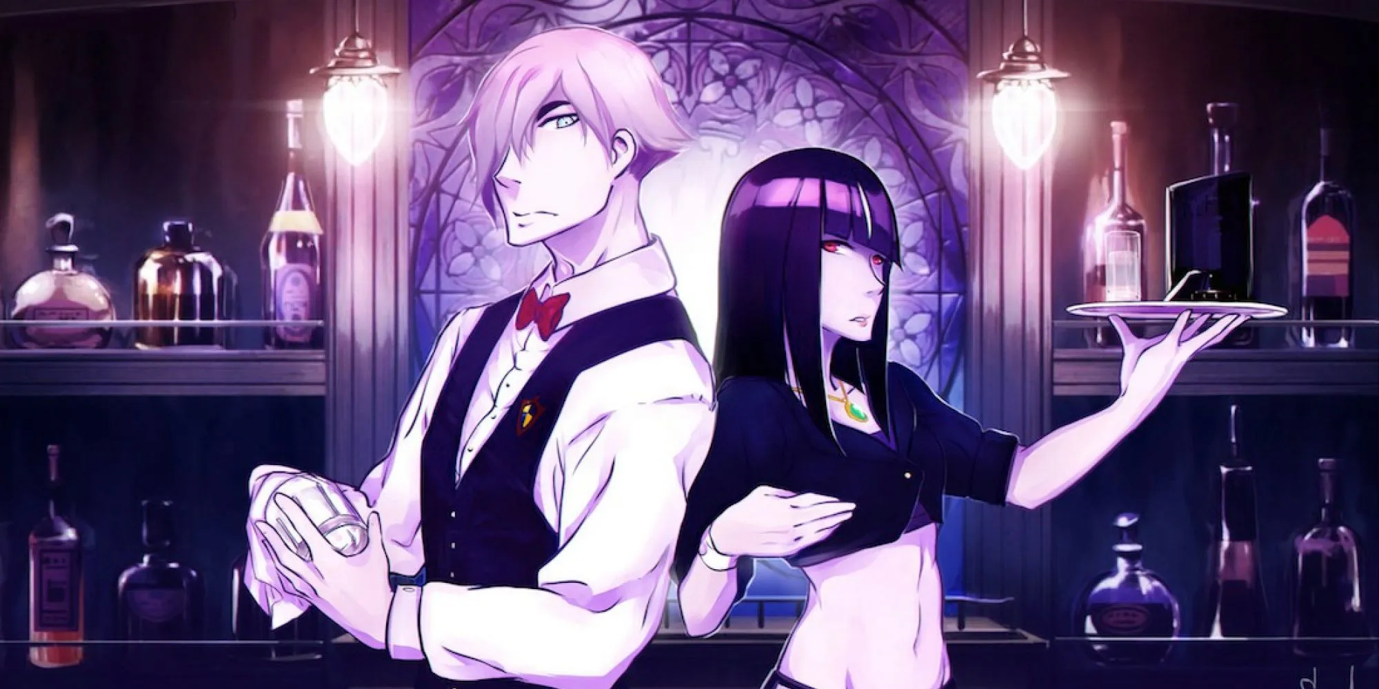 Decim và Chiyuki tại quán bar Quindecim chuẩn bị phục vụ những linh hồn sắp bị phán xét trong Death Parade