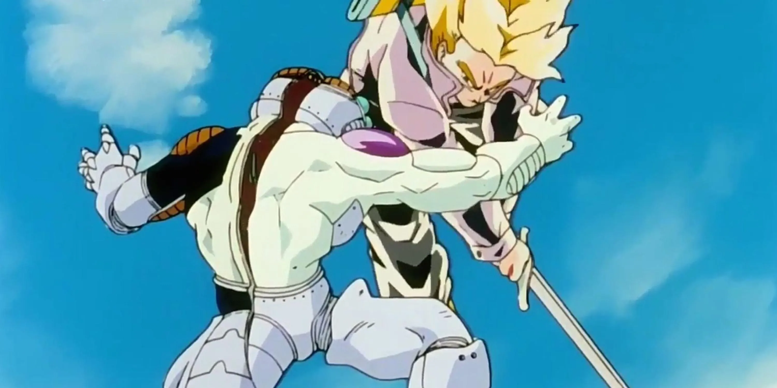 Frieza bị Trunks chặt làm đôi một cách nhanh chóng trong Dragon Ball Z
