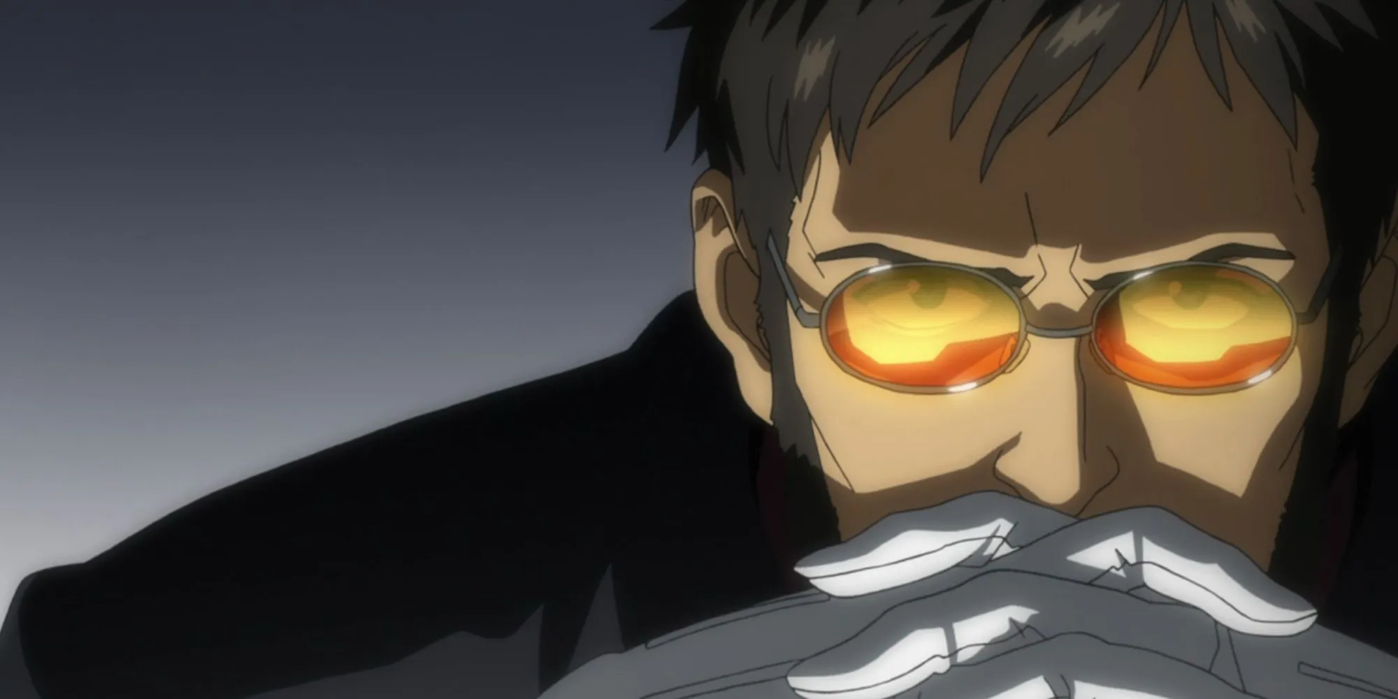 Gendo Ikari trong bộ đồng phục chỉ huy, đại diện cho kế hoạch Hòa Nhạc Nhân Loại trong Neon Genesis Evangelion.