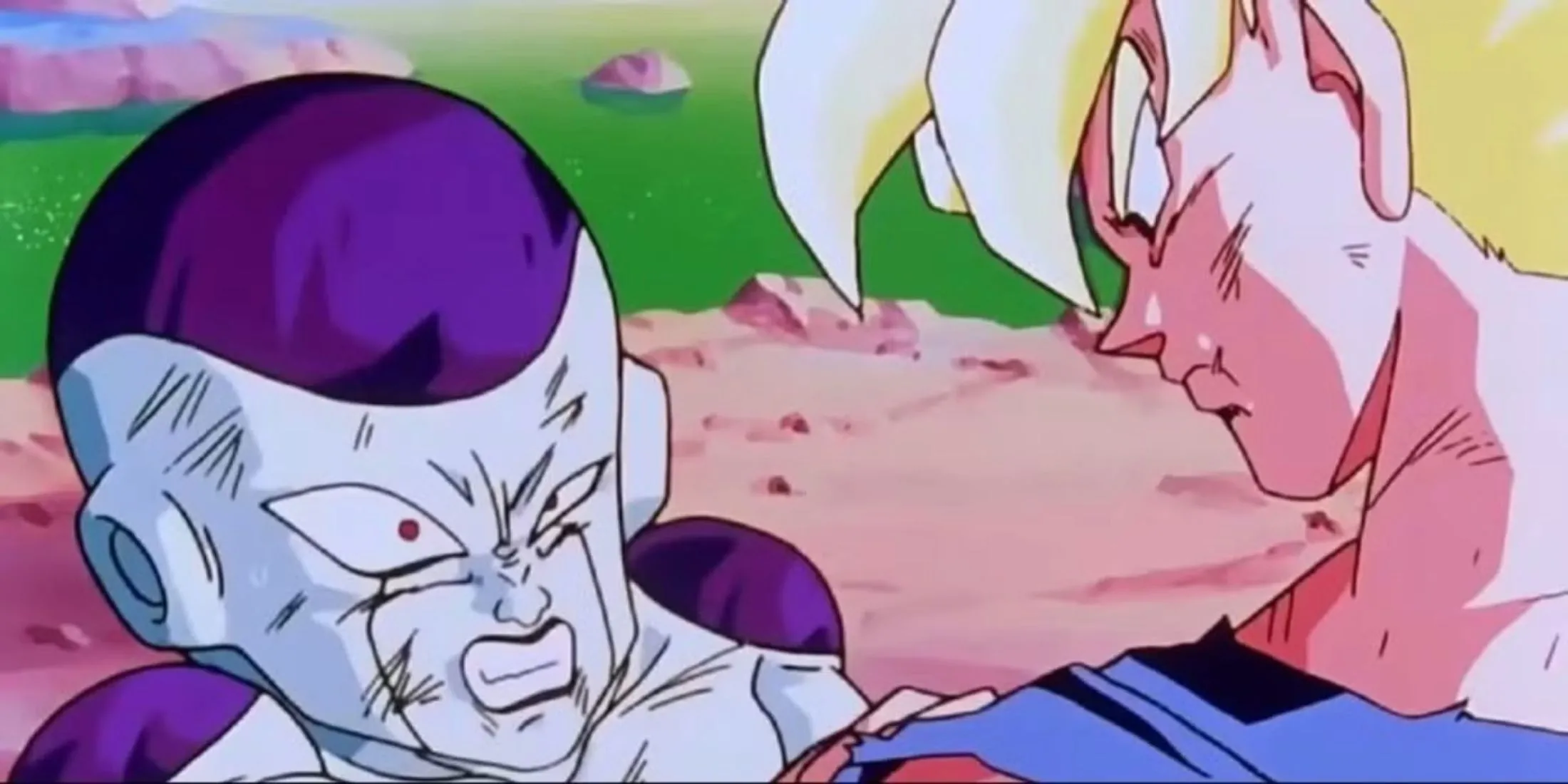 Goku đối đầu với Frieza sau khi lần đầu tiên biến thành Siêu Saiya