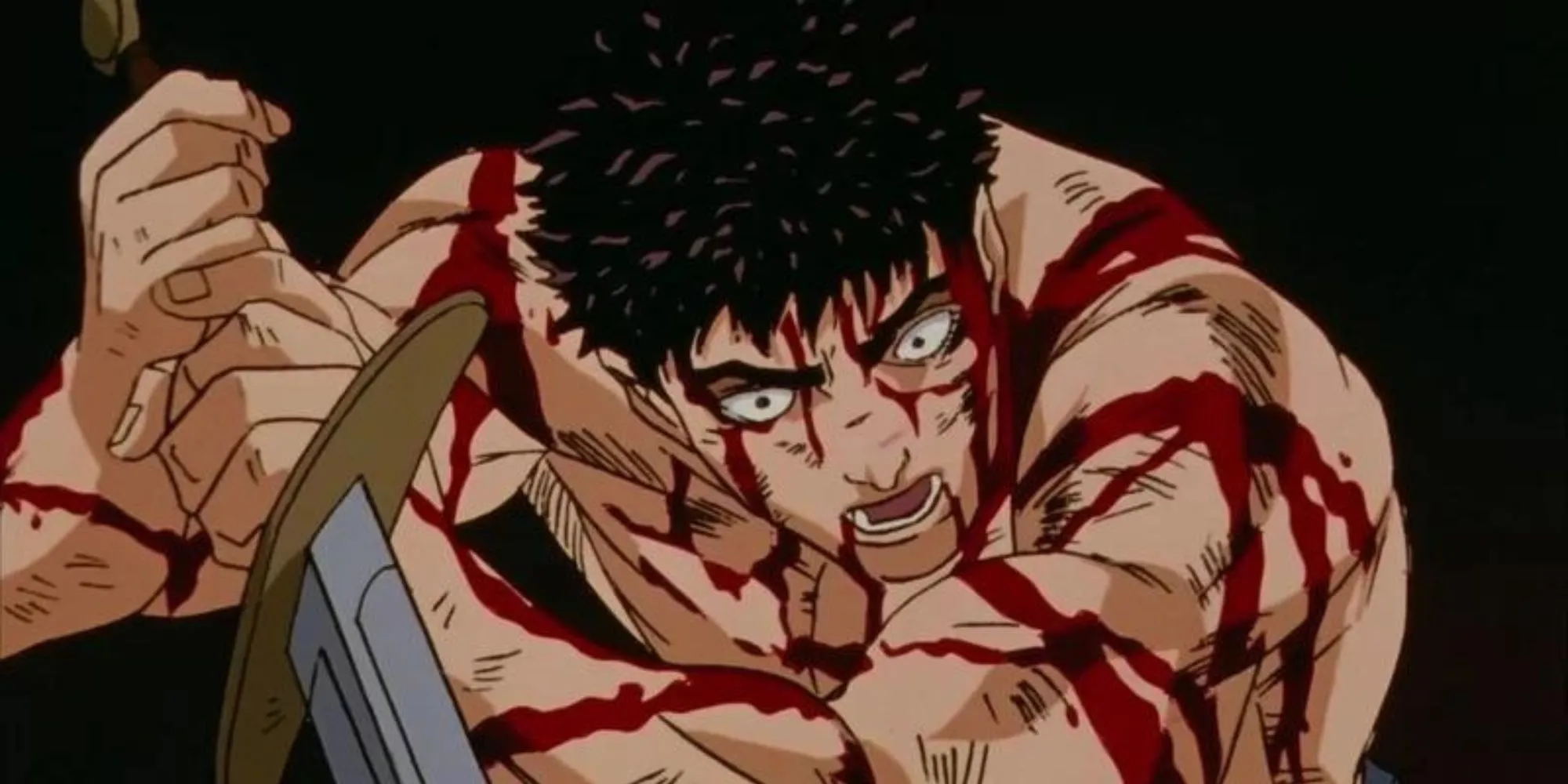Guts một mình chiến đấu chống lại 100 lính Tudor trong anime Berserk