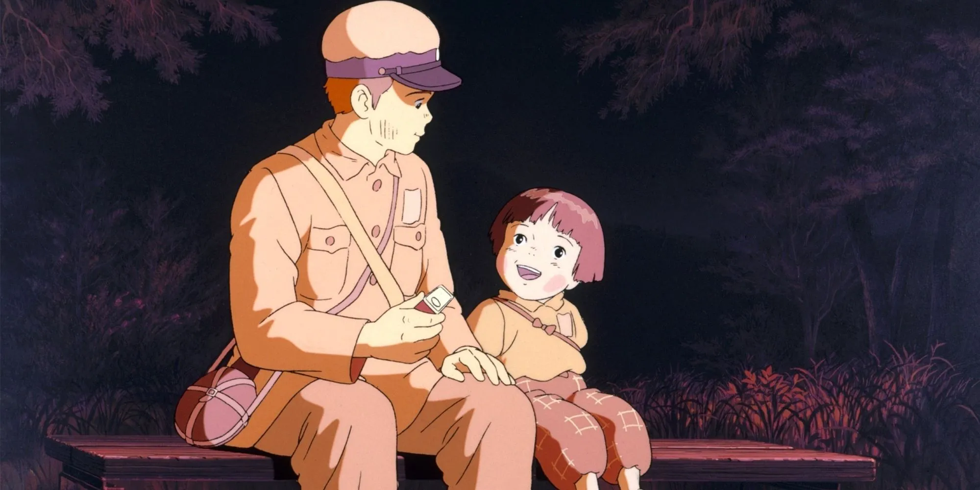 Hai anh em Seita và Setsuko trong cảnh cùng nhau trò chuyện trong Grave of the Fireflies