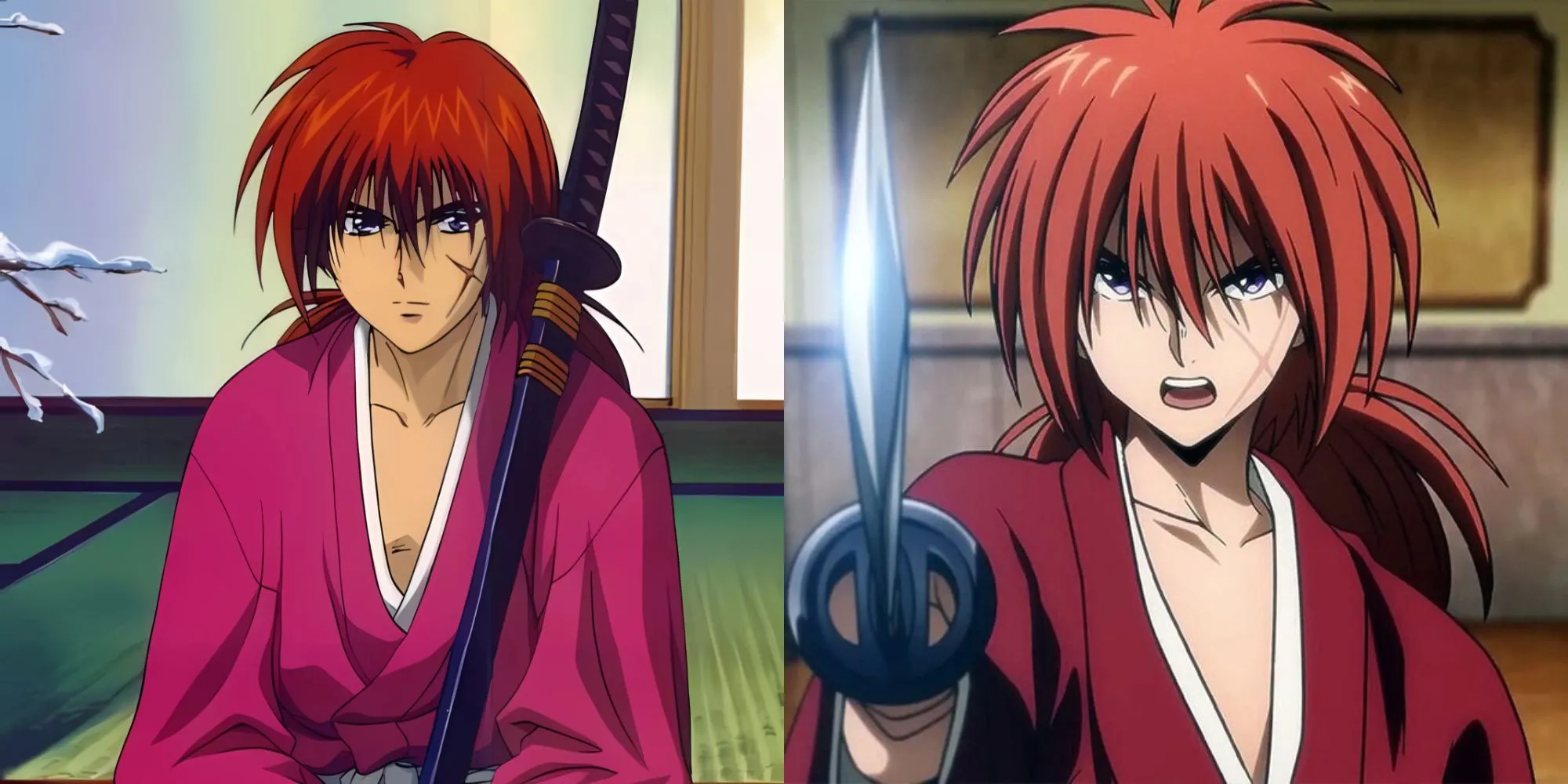 Hitokiri Battousai vung kiếm trong bối cảnh máu me trong Rurouni Kenshin Trust Betrayal