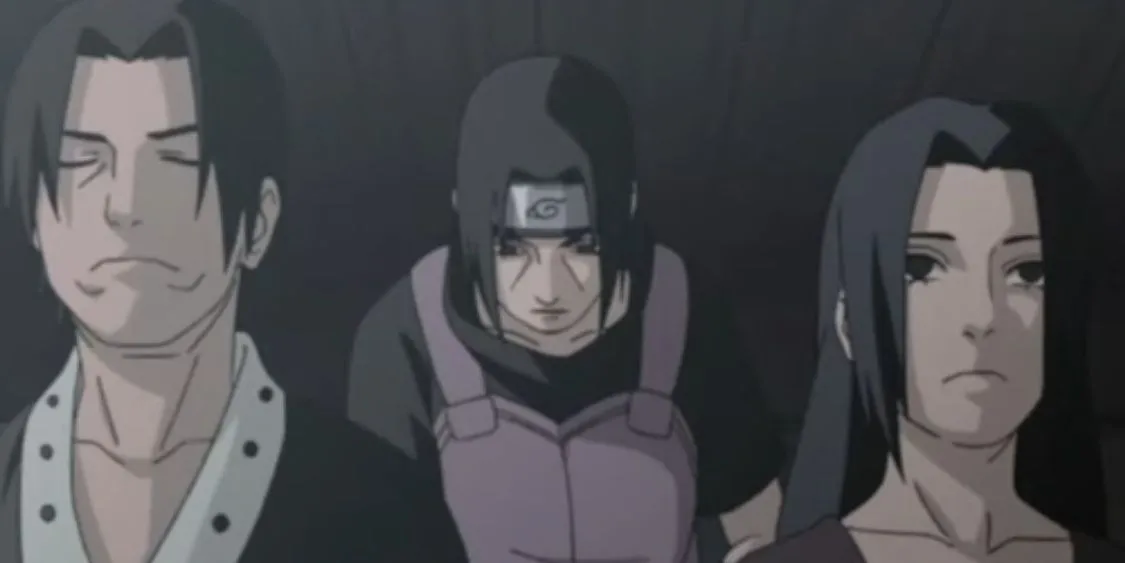 Itachi Uchiha với đôi mắt Sharingan, biểu tượng cho gánh nặng và sự hy sinh của anh.