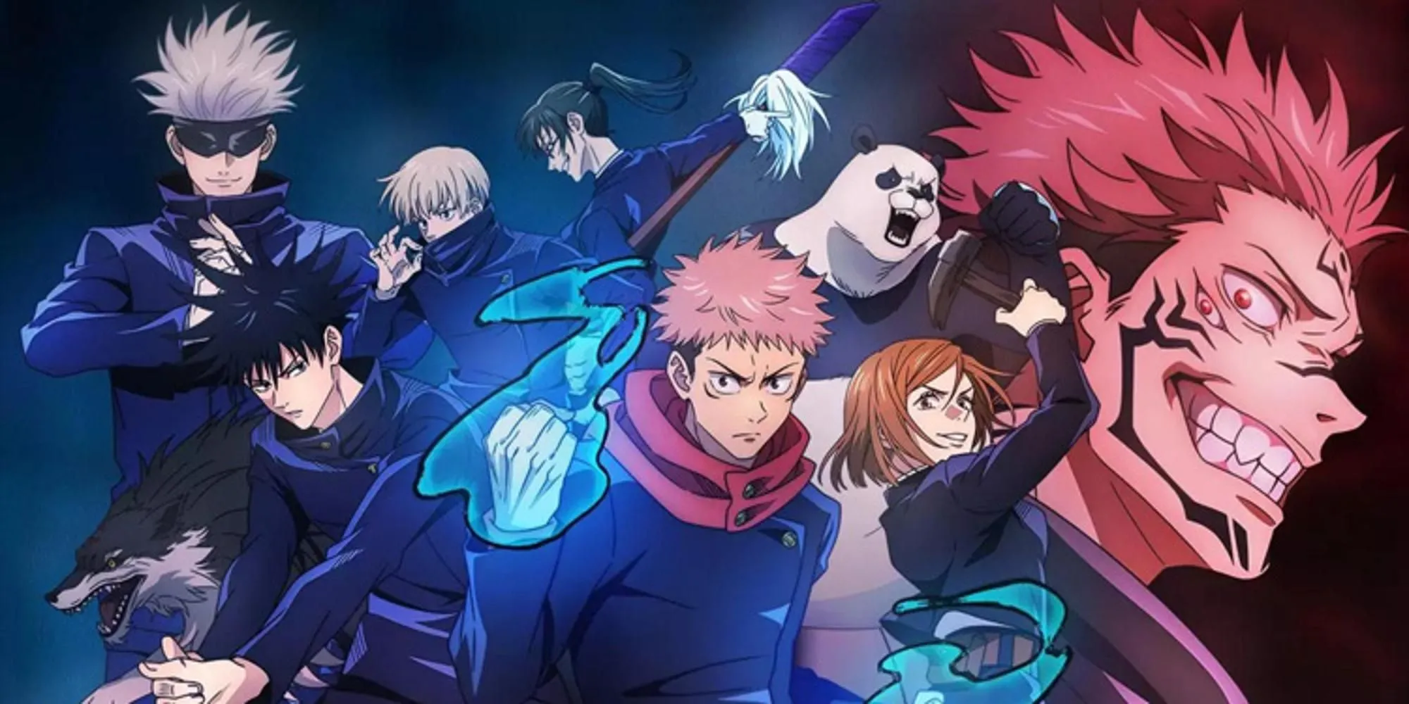 Itadori Yuji, Sukuna và các chú thuật sư khác trong anime Jujutsu Kaisen.