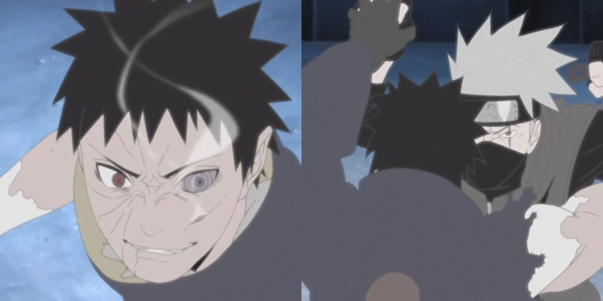 Kakashi và Obito tái đấu trong chiều không gian Kamui, gợi nhớ ký ức tuổi thơ.