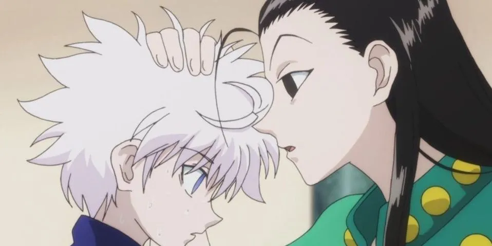 Killua và Illumi Zoldyck trong Hunter x Hunter, mâu thuẫn độc hại do thao túng gia đình.