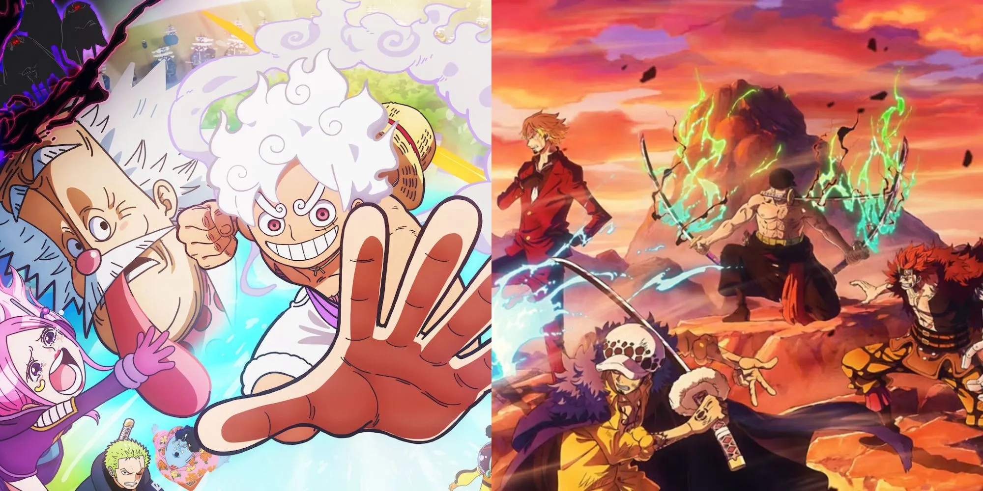 Luffy và thuyền viên băng Mũ Rơm ăn mừng trên tàu trong One Piece