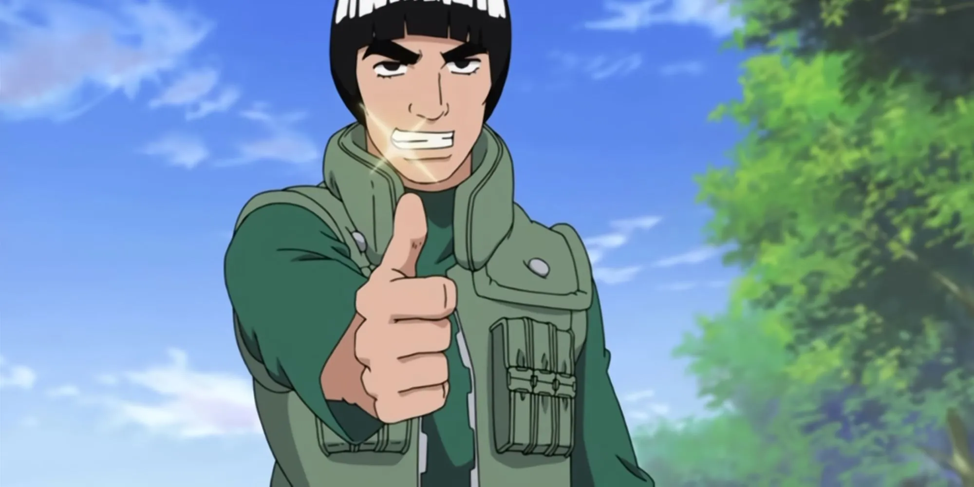 Mighty Guy đang cười, chuyên gia Taijutsu và người thầy truyền cảm hứng của Team Guy