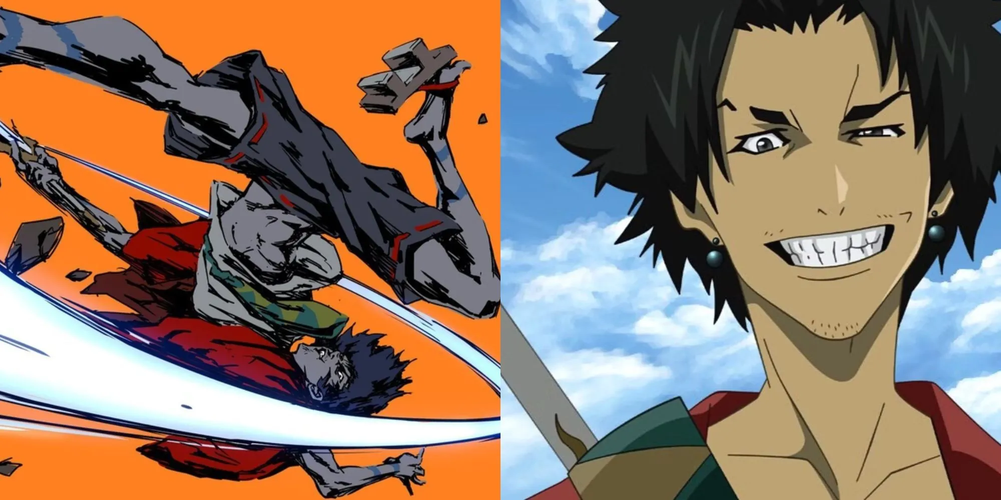 Mugen và Jin đấu kiếm với phong cách trái ngược trong Samurai Champloo