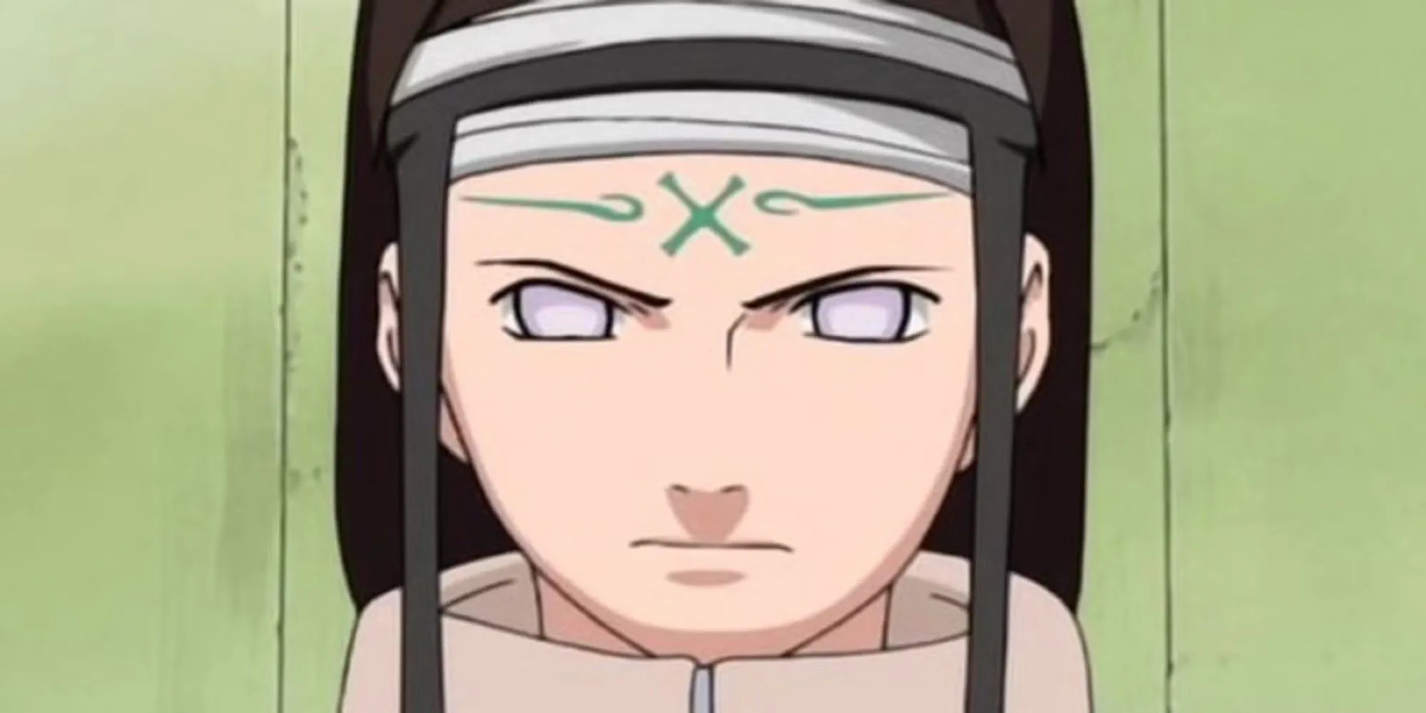 Neji Hyuga với ấn chú ràng buộc của Phân gia Hyuga trong Naruto