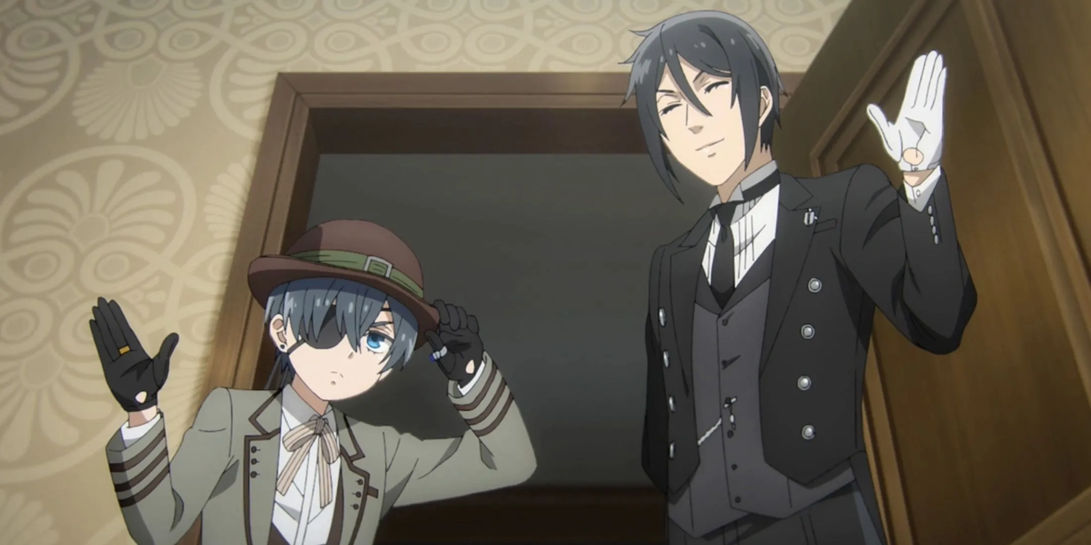 Nhân vật Ciel và Sebastian trong poster Anime Black Butler: Emerald Witch Arc thuộc thể loại siêu nhiên