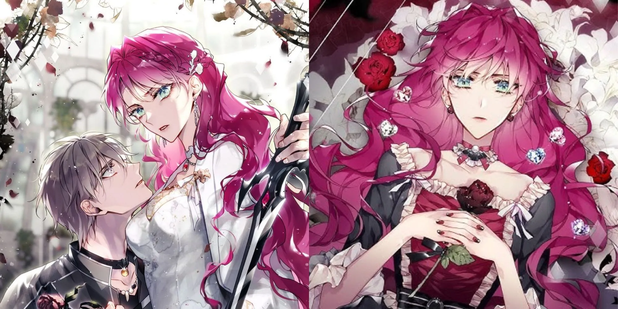 Nhân vật Penelope Eckhart trong Manhwa Villains Are Destined to Die, đang đối mặt với màn hình game otome