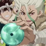 Nhân vật Senku và đồng đội chế tạo vật dụng khoa học trong anime Dr. Stone