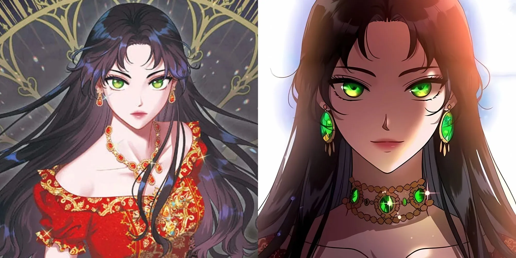 Nữ chính Eris Miserian trong Manhwa Kill the Villainess, với biểu cảm tuyệt vọng và quyết tâm thoát khỏi thế giới truyện