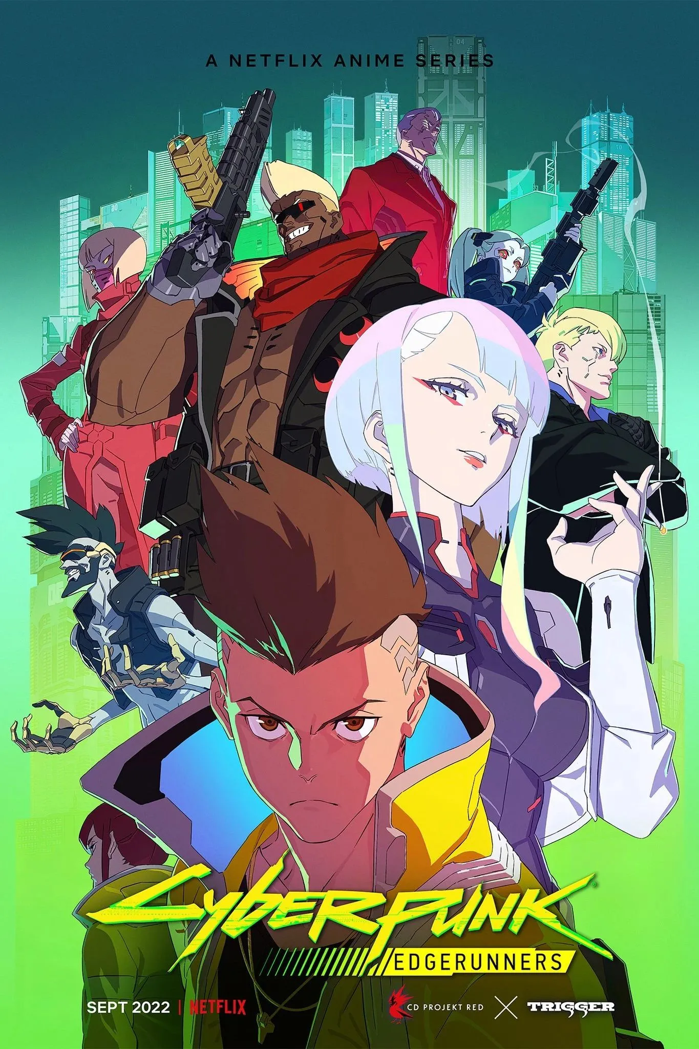 Poster chính thức của series anime Cyberpunk: Edgerunners (2022).