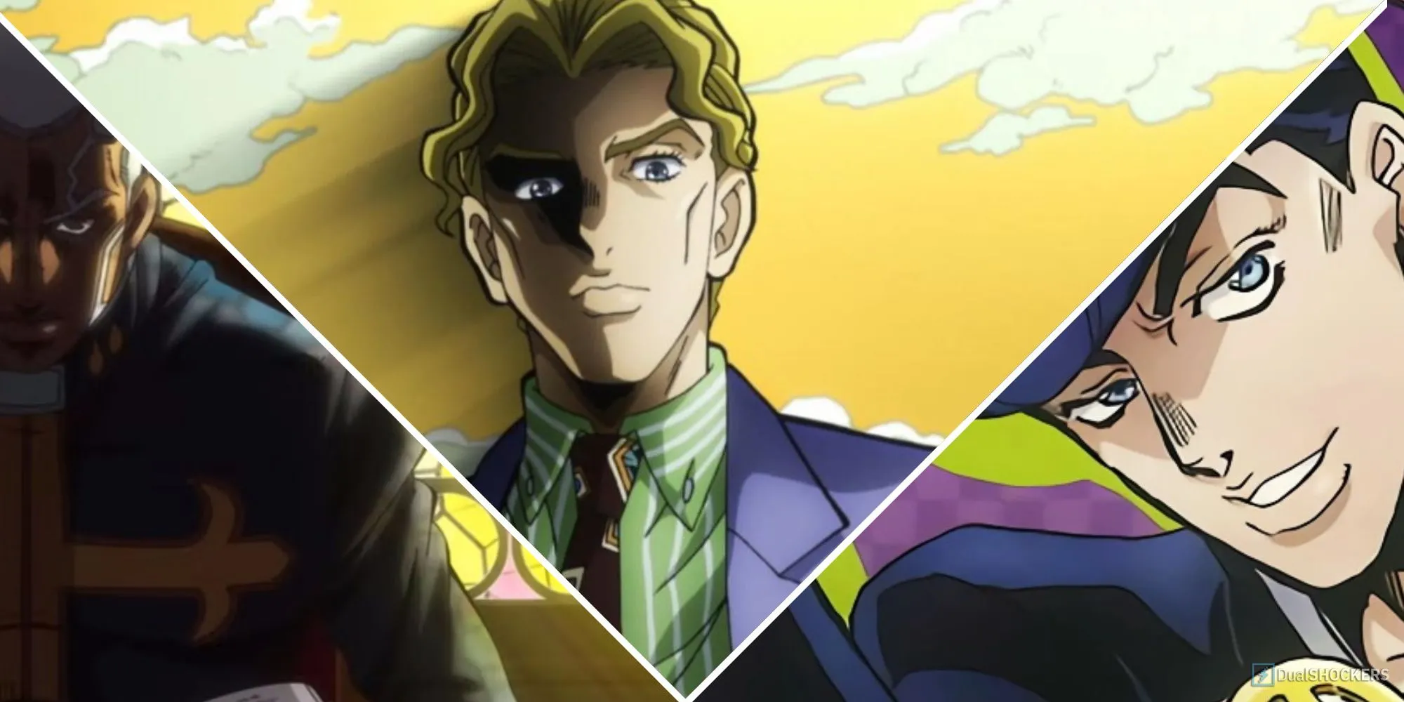 Pucci, Kira và Josuke tạo dáng trong JoJo's Bizarre Adventure, minh họa cho các nhân vật nổi bật của series.