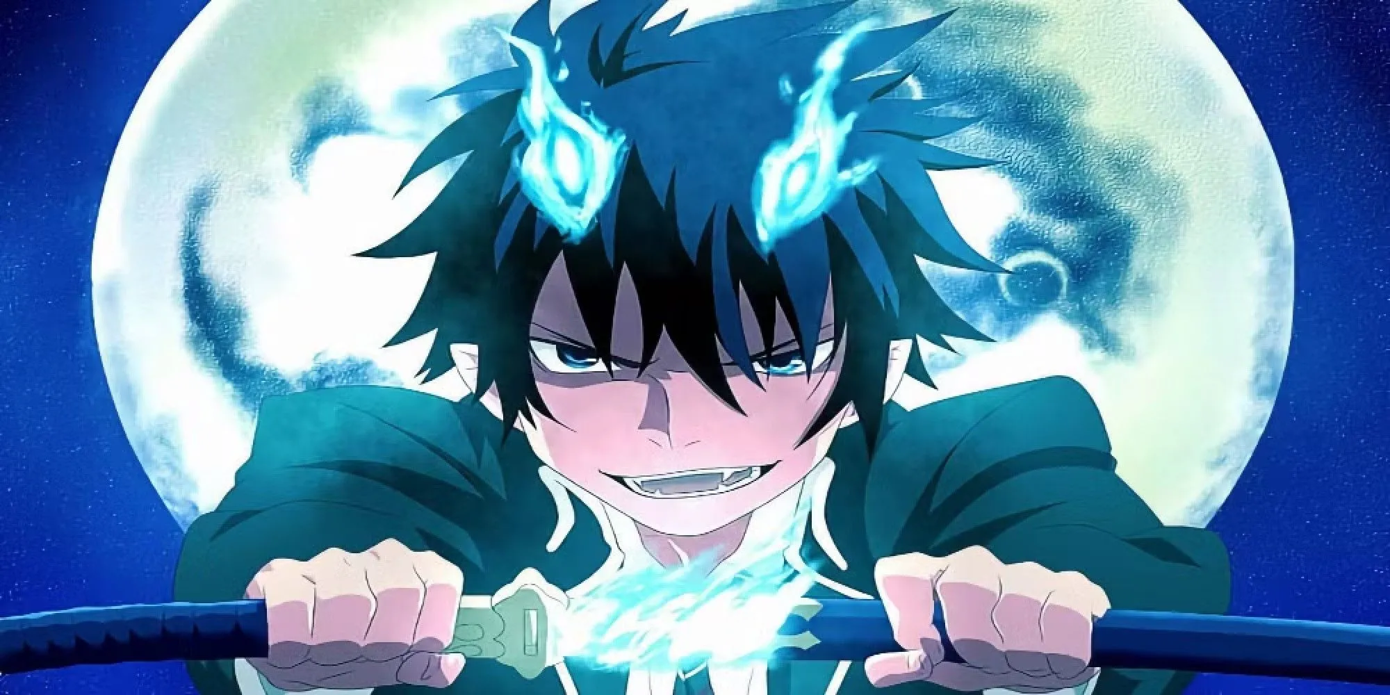 Rin Okumura với ngọn lửa xanh đặc trưng của mình trong Blue Exorcist.
