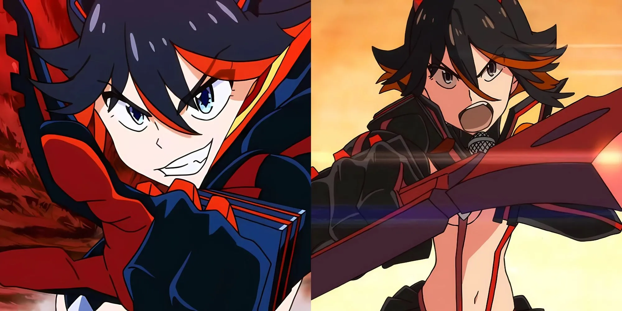Ryuko Matoi trong Kill la Kill cầm một nửa lưỡi kéo đỏ