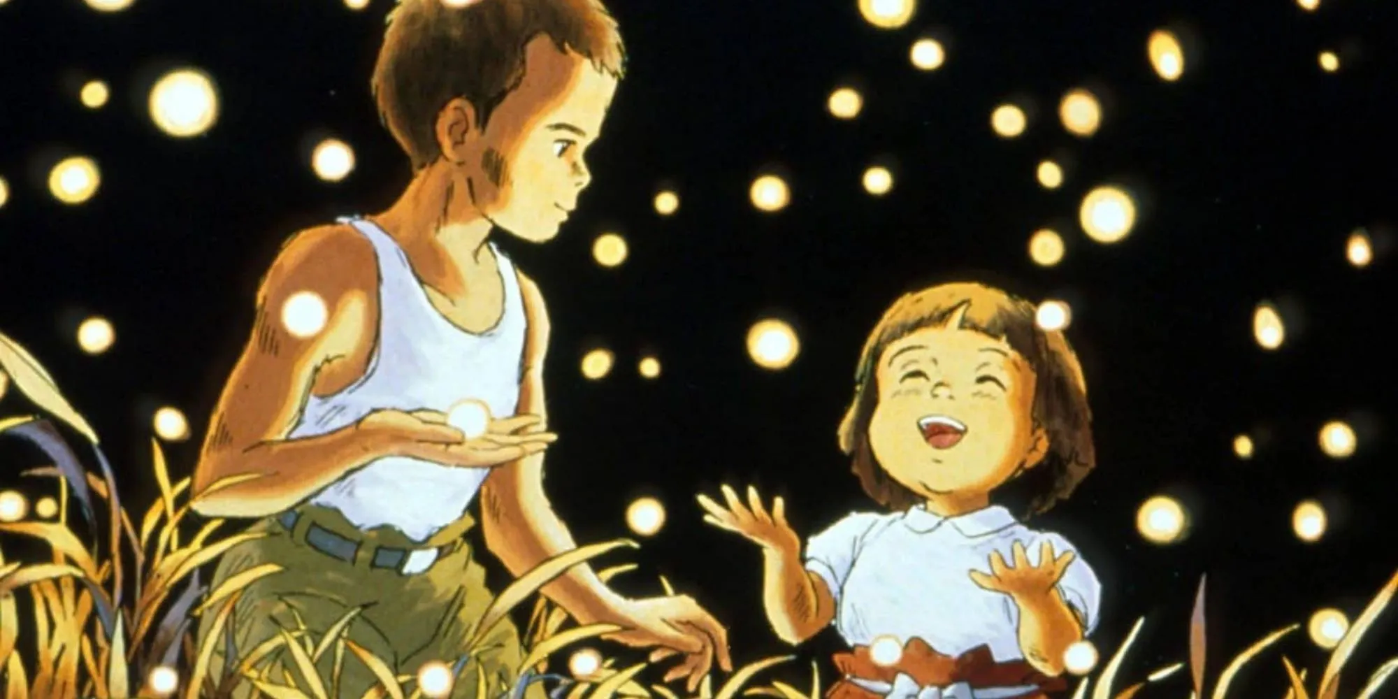 Seita và Setsuko bên đom đóm trong Mộ đom đóm