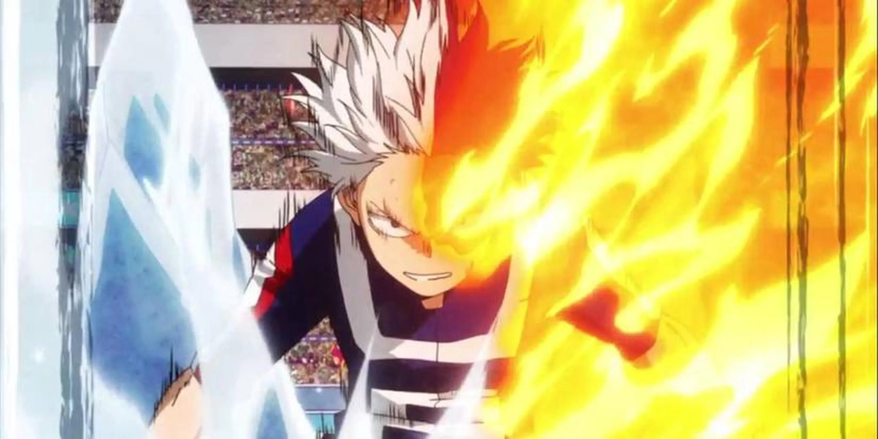 Shoto Todoroki giải phóng toàn bộ sức mạnh lửa và băng trong trận đấu bước ngoặt tại My Hero Academia