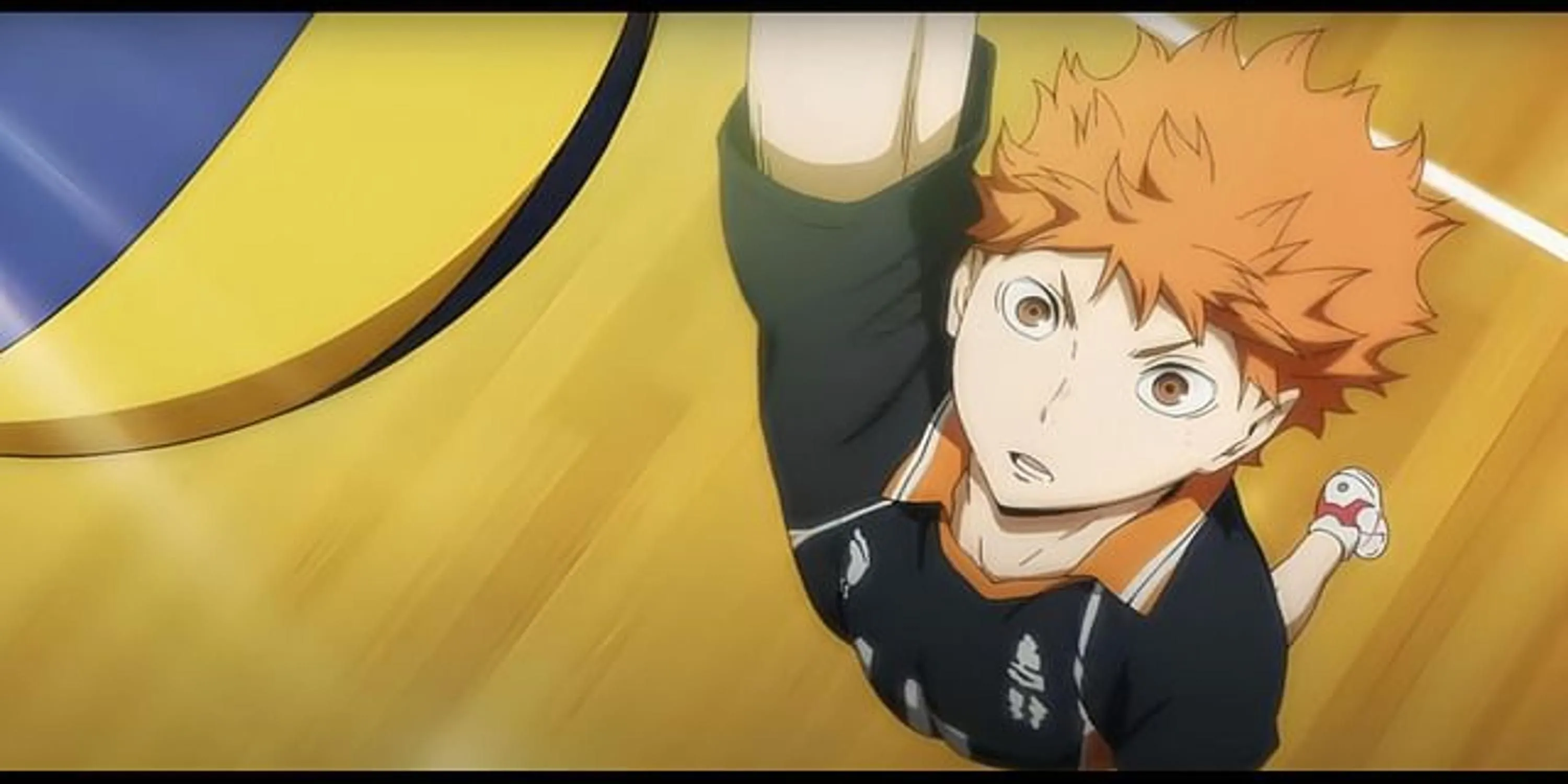 Shoyo Hinata thực hiện cú nhảy đầy quyết tâm trong trận đấu bóng chuyền Haikyu!!