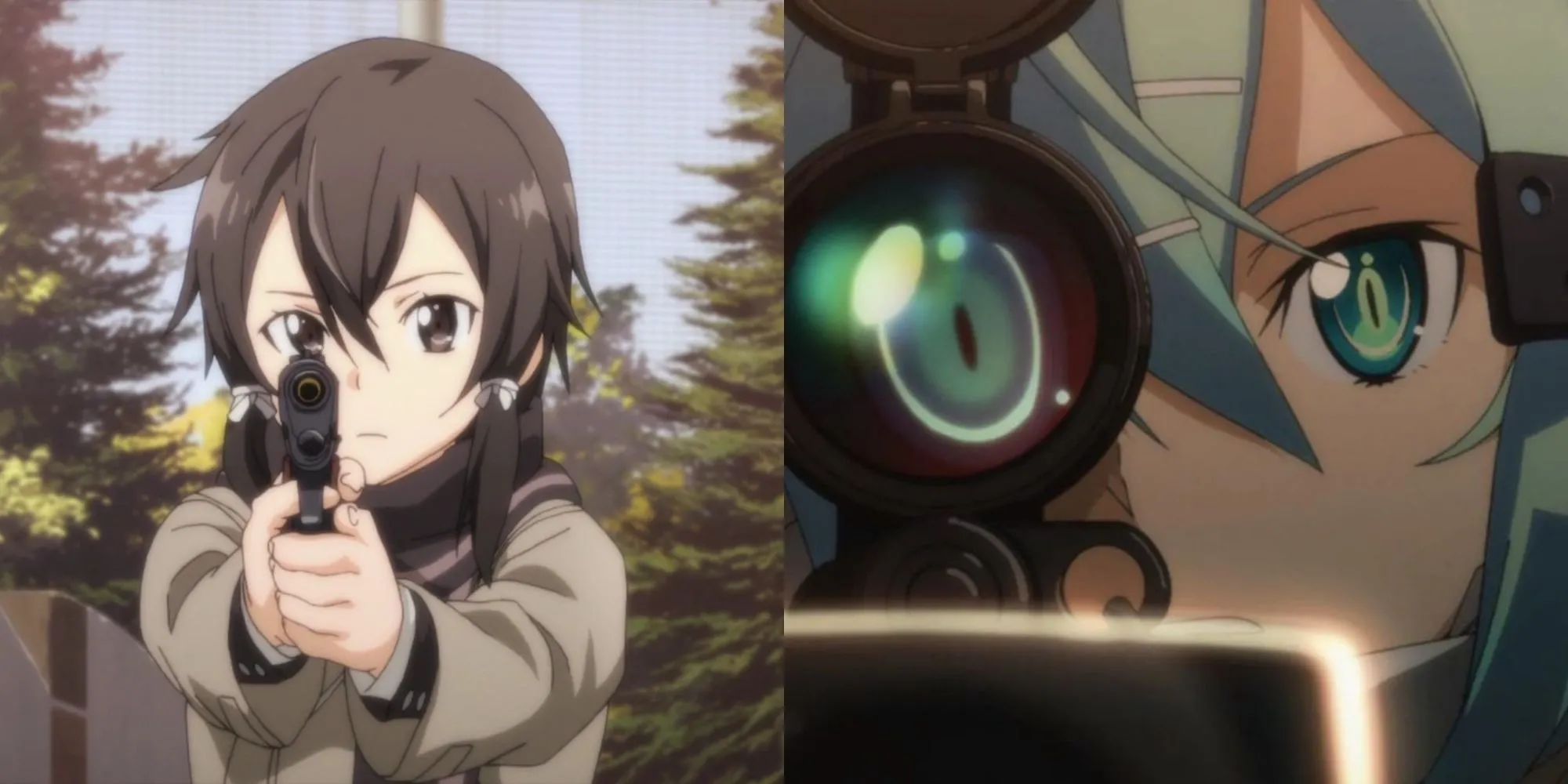 Sinon ngắm bắn với khẩu Hecate II trong Sword Art Online II