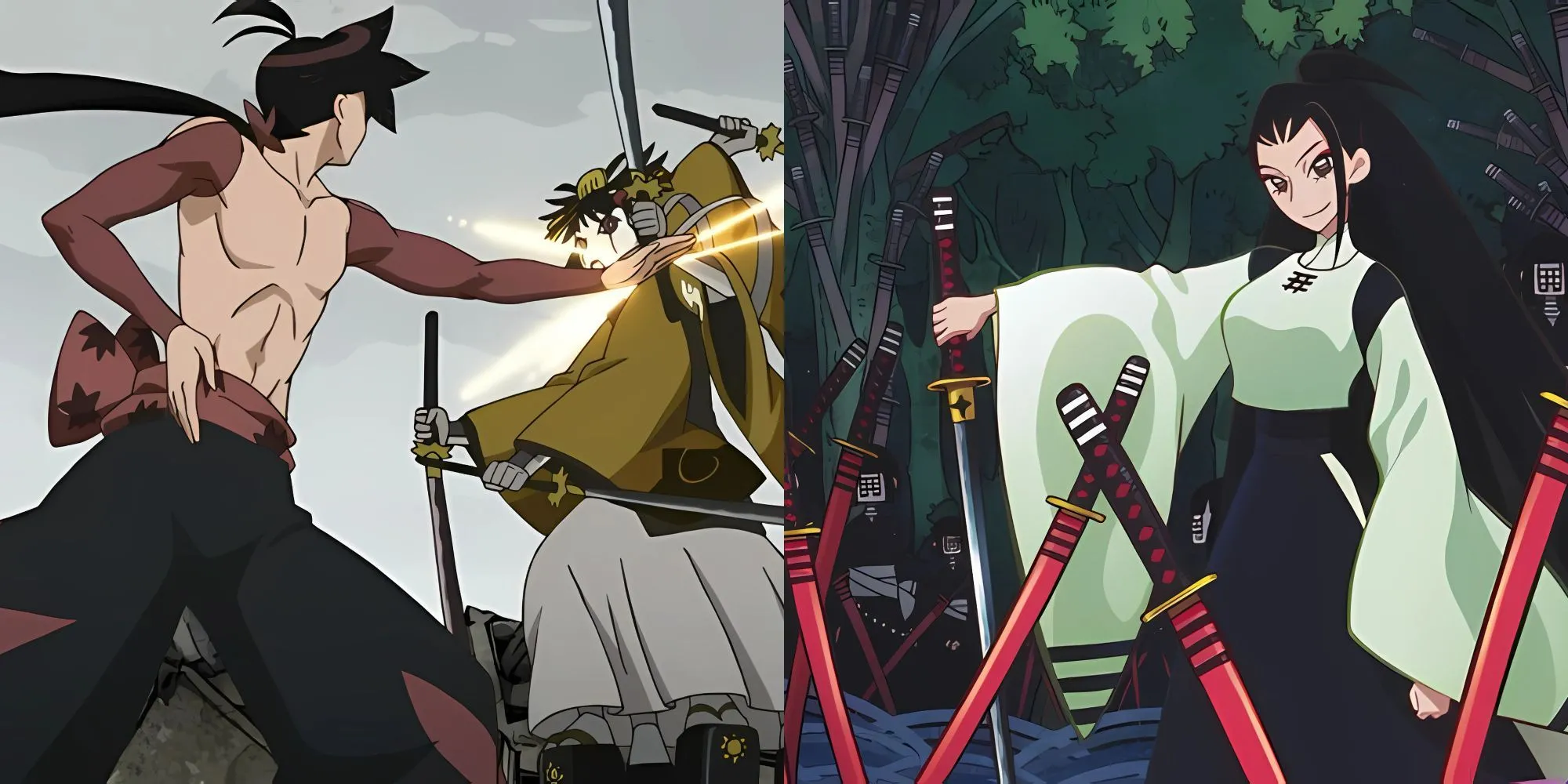 Togame và Shichika Yasuri, người biến cơ thể thành kiếm, trong Katanagatari