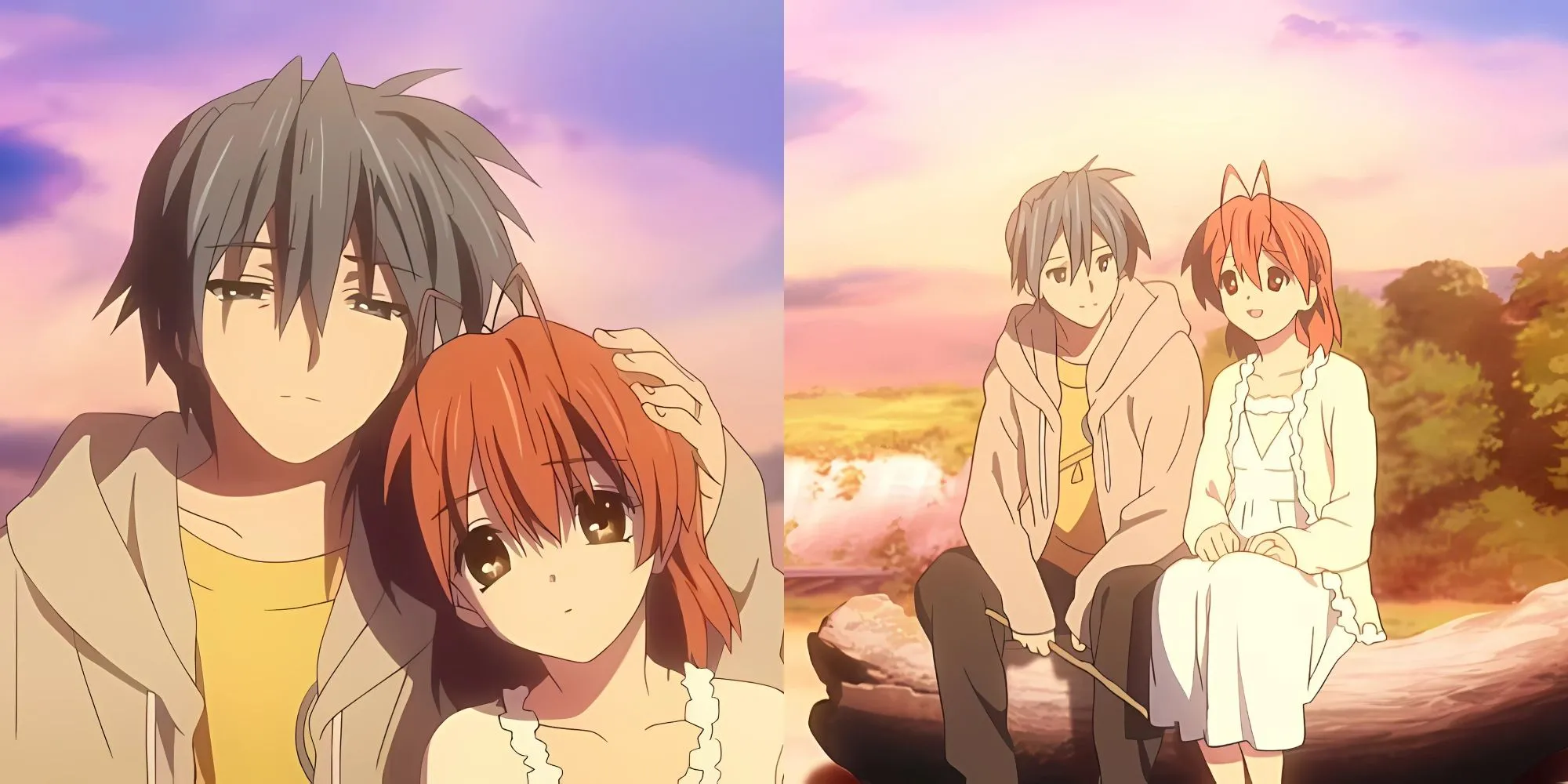 Tomoya Okazaki (hoài nghi) và Nagisa Furukawa (lạc quan) trong khoảnh khắc tình cảm từ anime Clannad