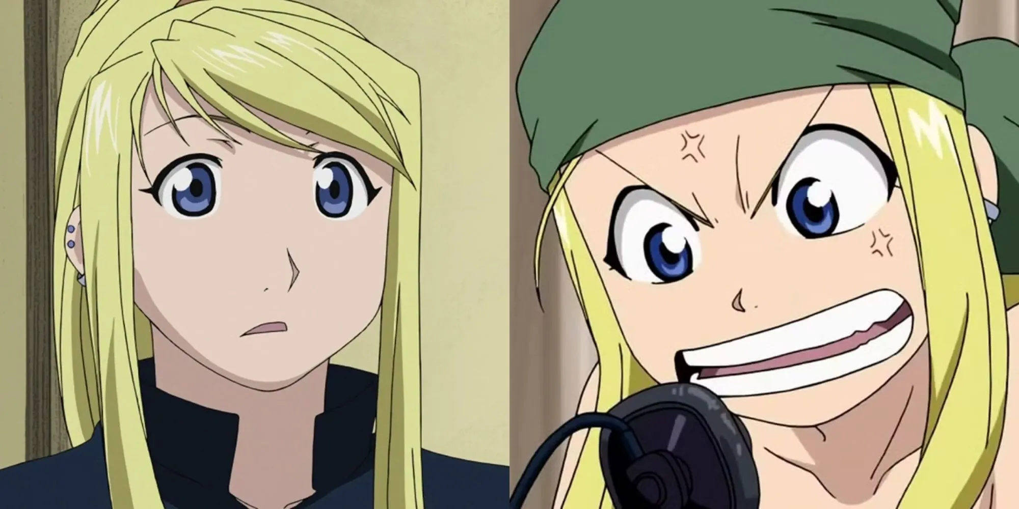 Winry Rockbell cầm cờ lê lớn trong Fullmetal Alchemist Brotherhood