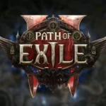 Logo Path of Exile 2 trên nền xanh mờ