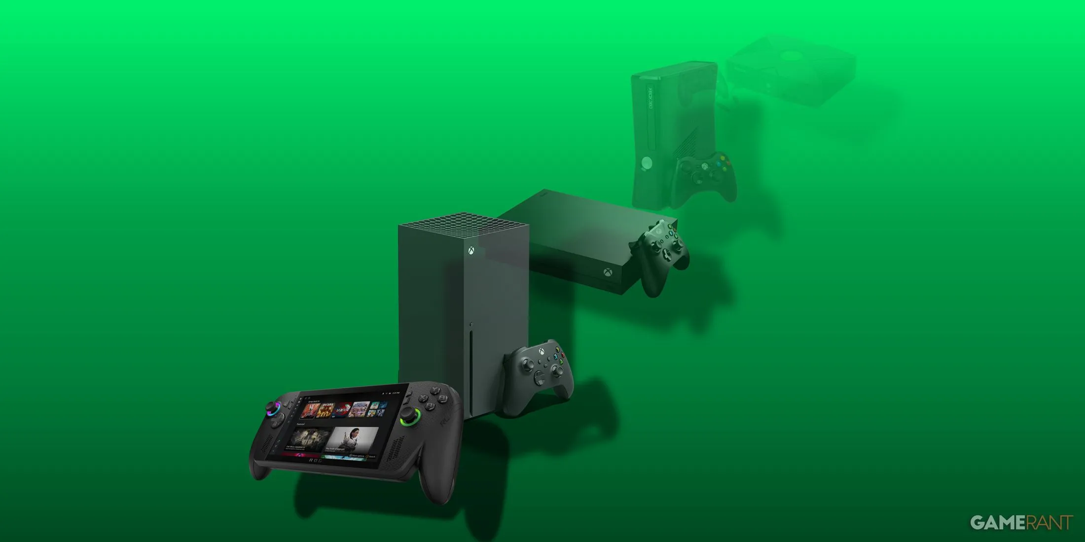 Mẫu thiết bị chơi game cầm tay ROG Xbox Ally chạy Windows 11, với khả năng tương thích ngược game Xbox thông qua Cloud Gaming.