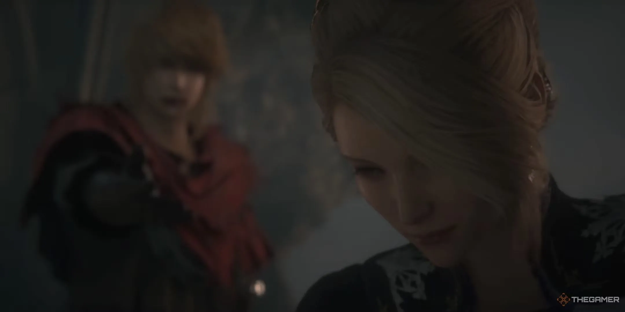 Anabella Rosfield và Joshua trong Final Fantasy XVI, một người mẹ ích kỷ đã dẫn đến sự sụp đổ của Rosaria và bỏ rơi Clive.