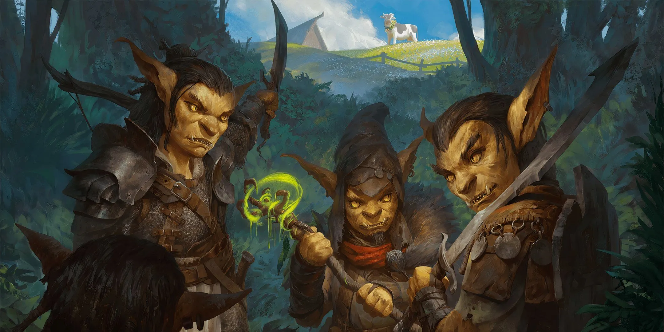 Ba con goblin ẩn nấp trong bóng tối, một thử thách đầu tiên cho Dungeon Master mới trong D&D