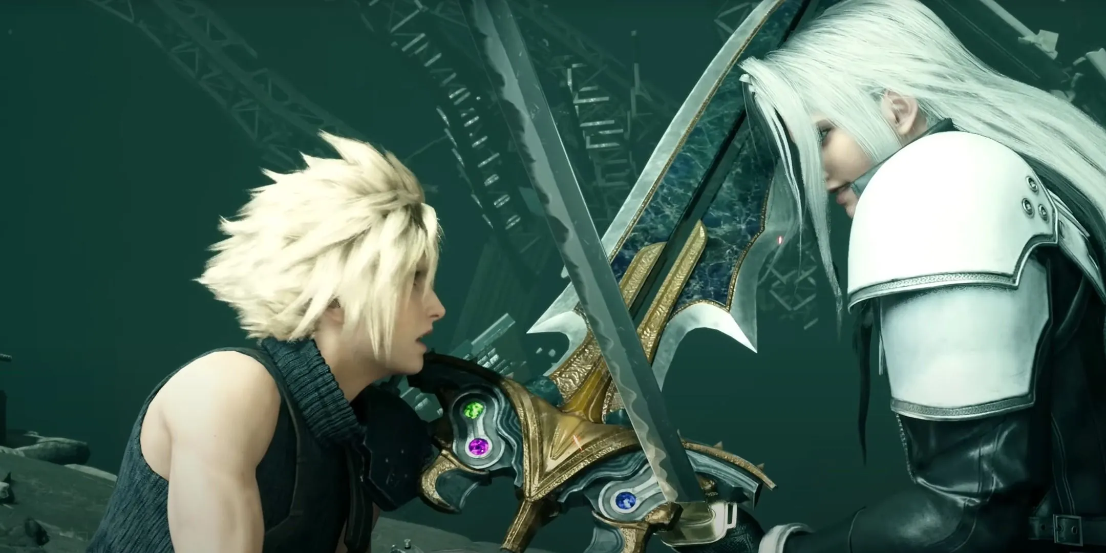Cloud đối đầu Sephiroth trong Final Fantasy 7 Remake, đại diện cho việc ám ảnh một mục tiêu.