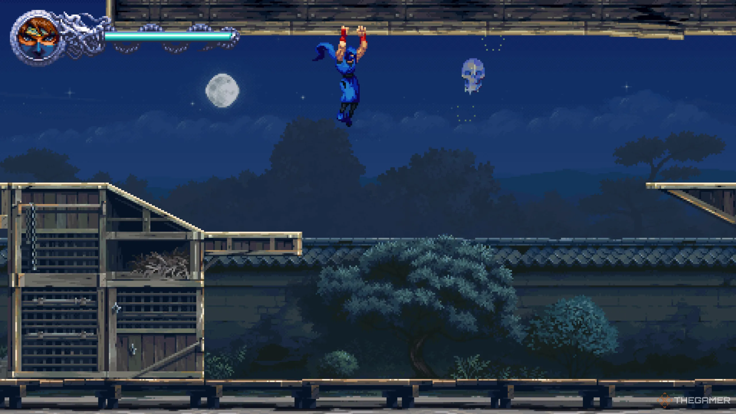 Crystal Skull duy nhất của Màn 1-1 Ryu’s Test, xuất hiện ngay sau chiêu Guillotine Boost trong Ninja Gaiden Ragebound.
