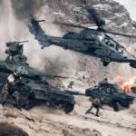 Đội hình binh lính và phương tiện chiến đấu sẵn sàng xung trận trong Battlefield 6.
