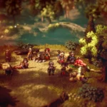 Đội hình nhân vật HD-2D trong Octopath Traveler 2, minh họa phong cách đồ họa đặc trưng của Square Enix