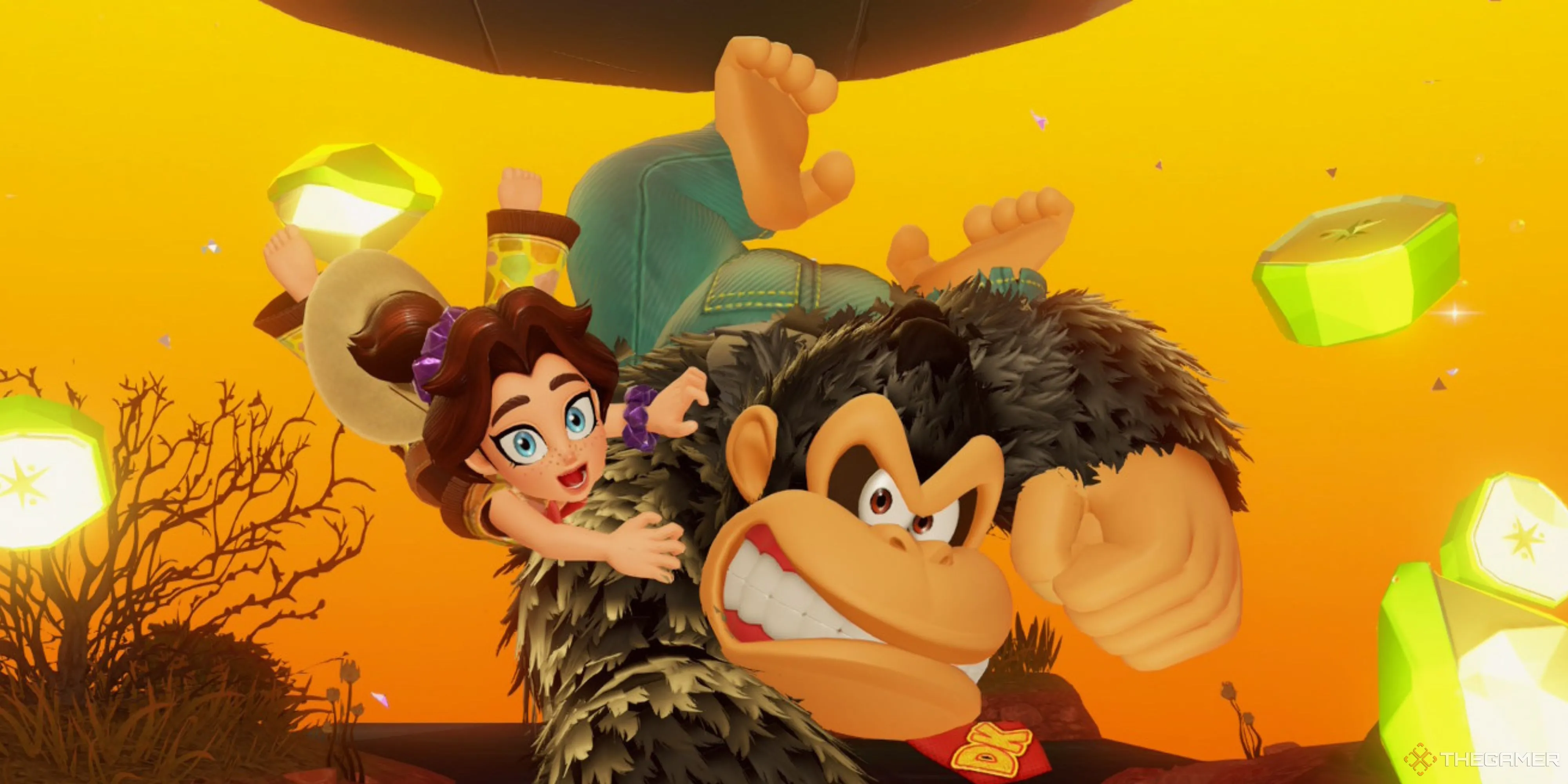 Donkey Kong vui mừng cùng Pauline trong Bananza