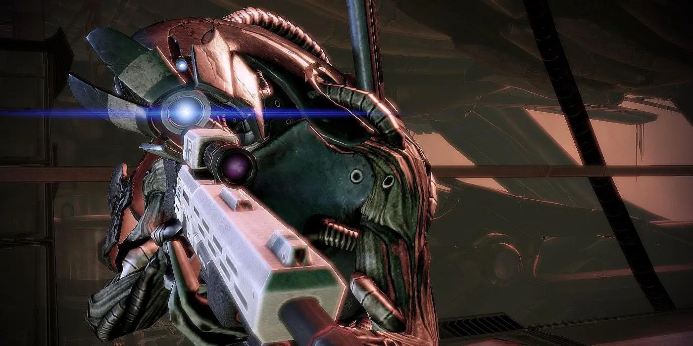 Geth Legion với kỹ năng bắn tỉa điêu luyện trong một pha giao tranh ác liệt của Mass Effect 2 Legendary Edition
