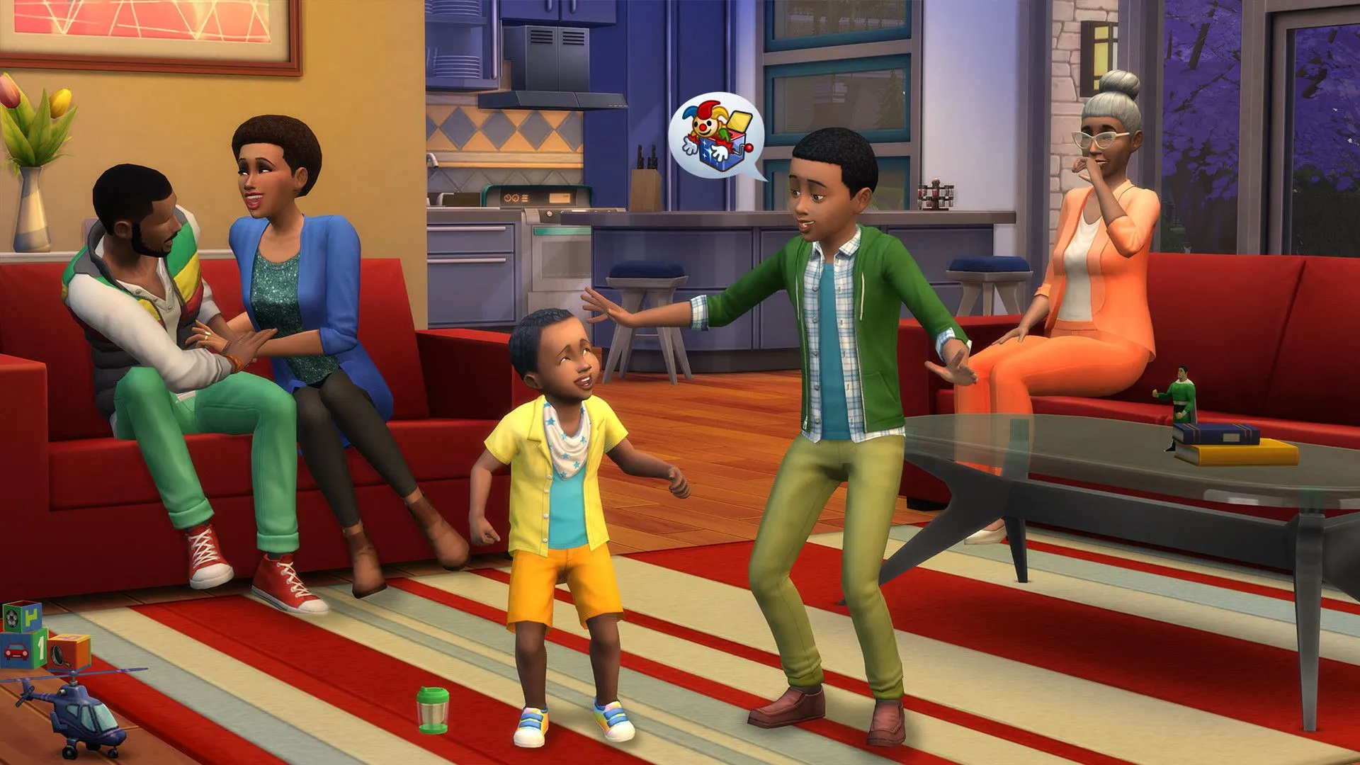 Gia đình Sim tương tác trong The Sims 4, minh họa cho sự đầu tư của game thủ vào nội dung đã có