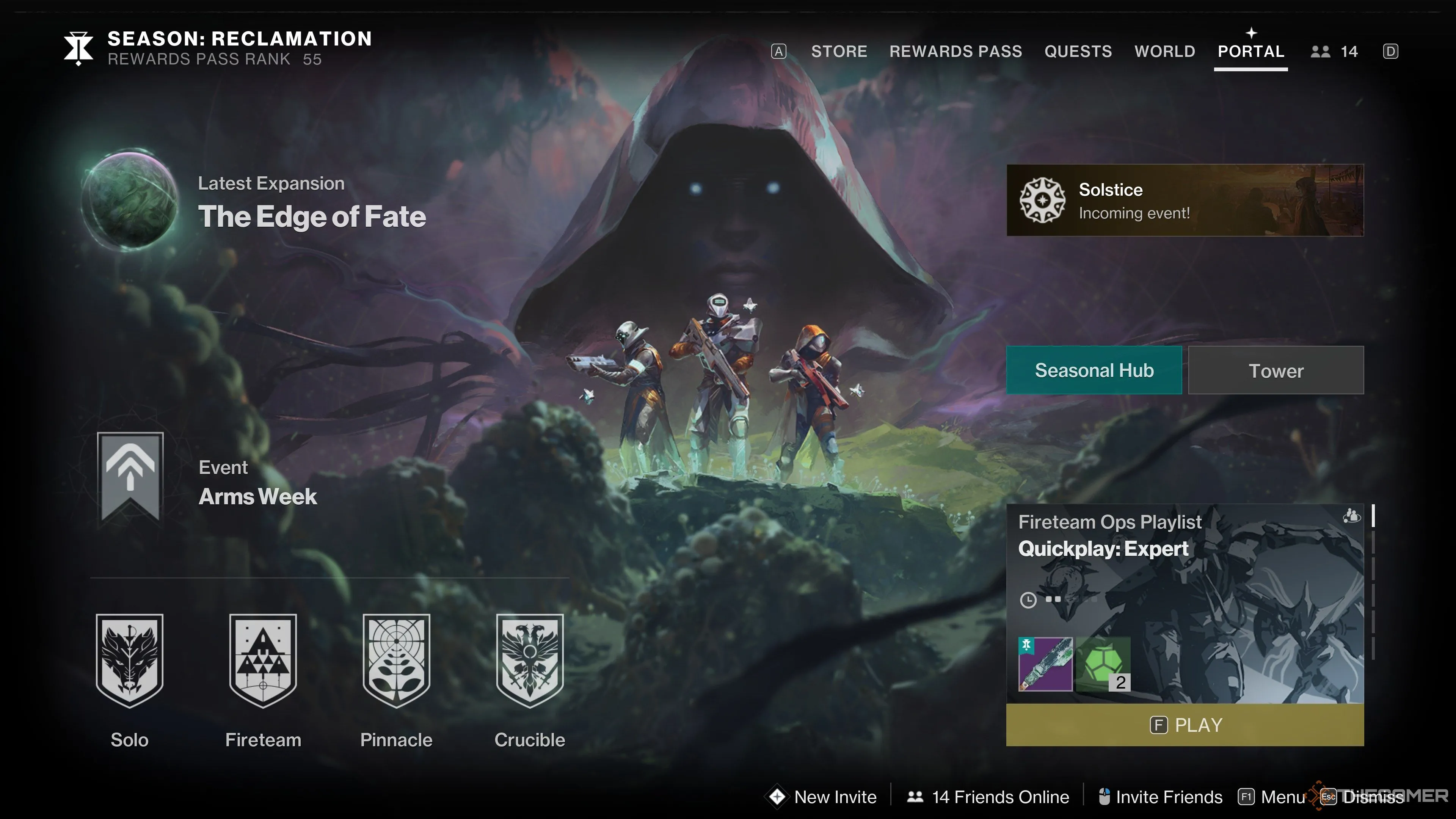 Giao diện menu Portal trong Destiny 2 hiển thị các hoạt động tăng Power Level