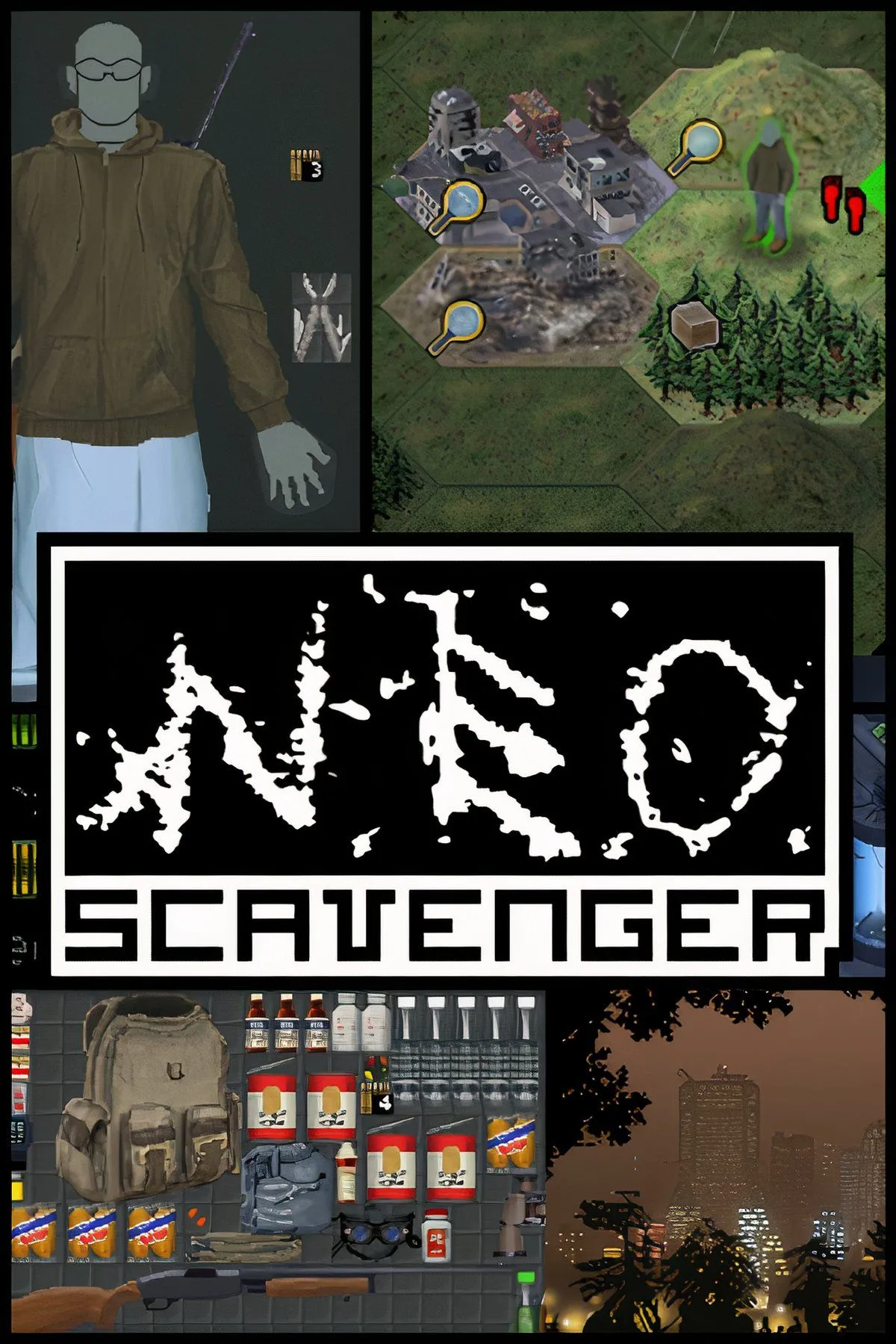 Giao diện NEO Scavenger với các tùy chọn sinh tồn dựa trên văn bản trong một thế giới hậu tận thế khắc nghiệt.
