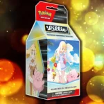 Hộp Premium Tournament Collection Lillie Pokemon TCG với thiết kế hộp màu xanh pastel