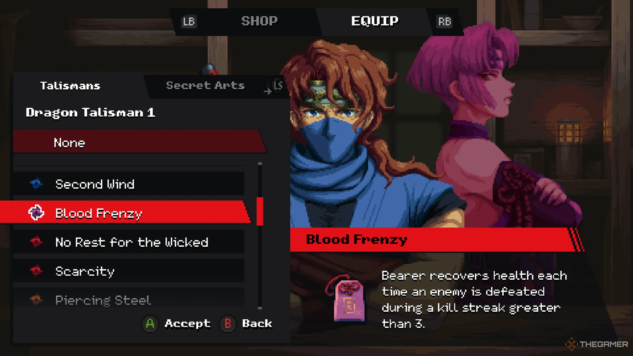 Kenji trang bị Blood Frenzy Talisman kết hợp chiến thuật hồi máu và tăng sát thương