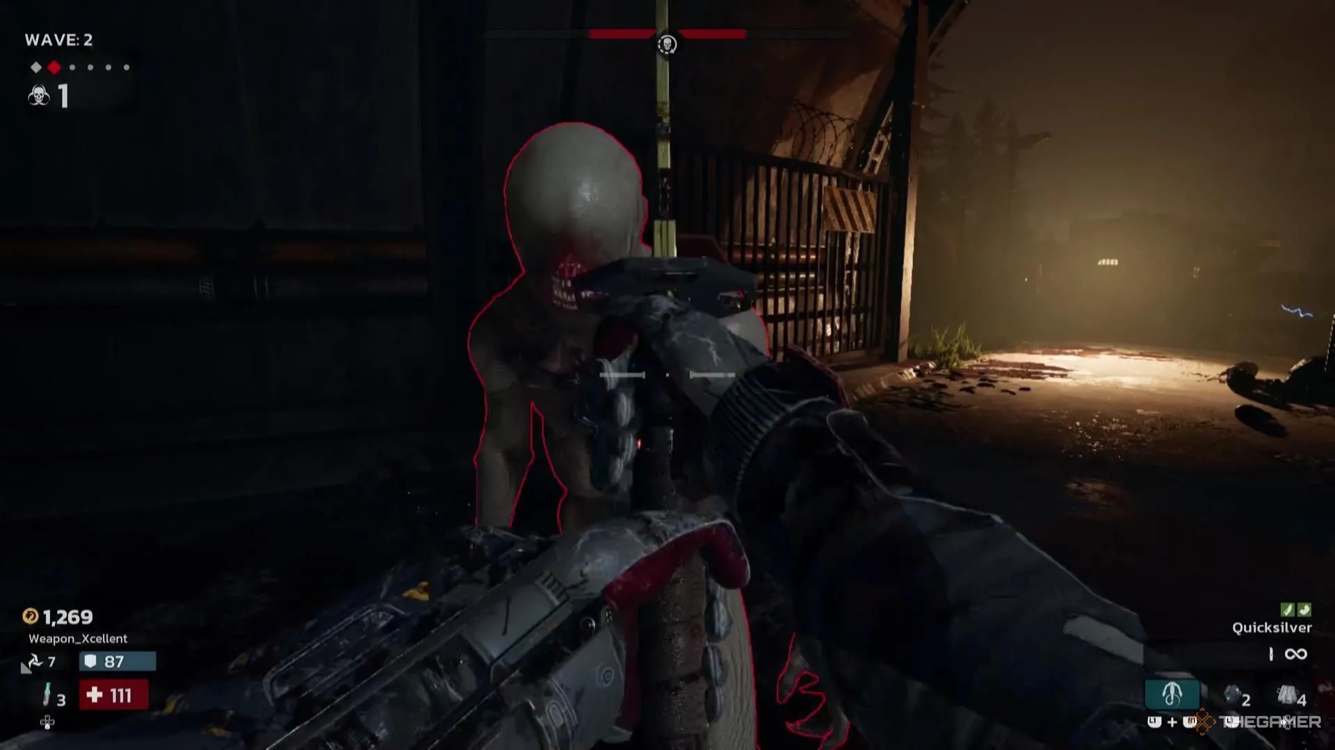 Kỹ năng cận chiến với sát thương Cắt gây chảy máu lên kẻ địch Zed trong Killing Floor 3, minh họa hiệu quả vũ khí lưỡi bén.