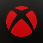 Logo Xbox màu đỏ với hiệu ứng ánh sáng mạnh mẽ